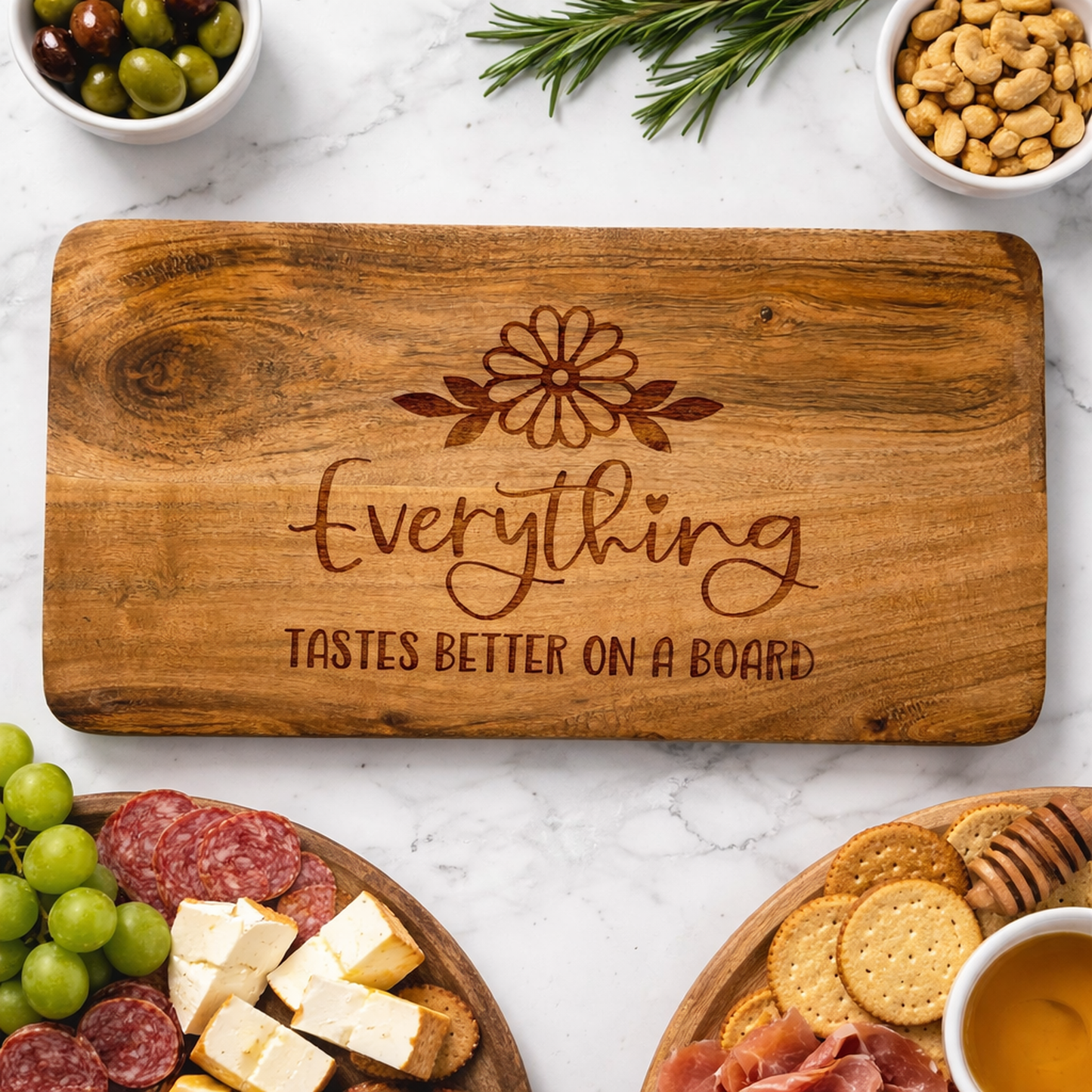 Charchuterie Cheese Board Engraved Acadia 14" x 7.5" Tastes Better