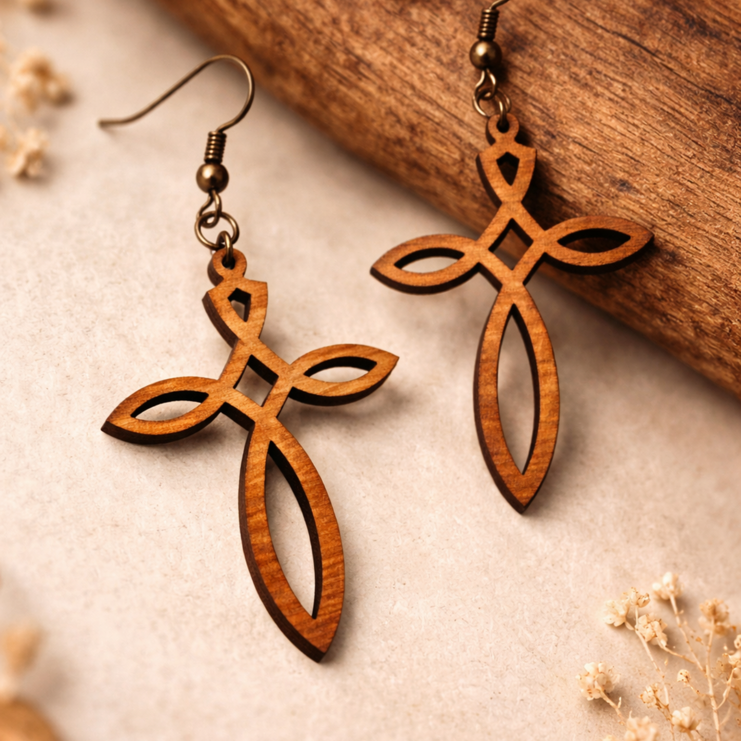 Cross Dangle Earrings - 41 x 29 mm