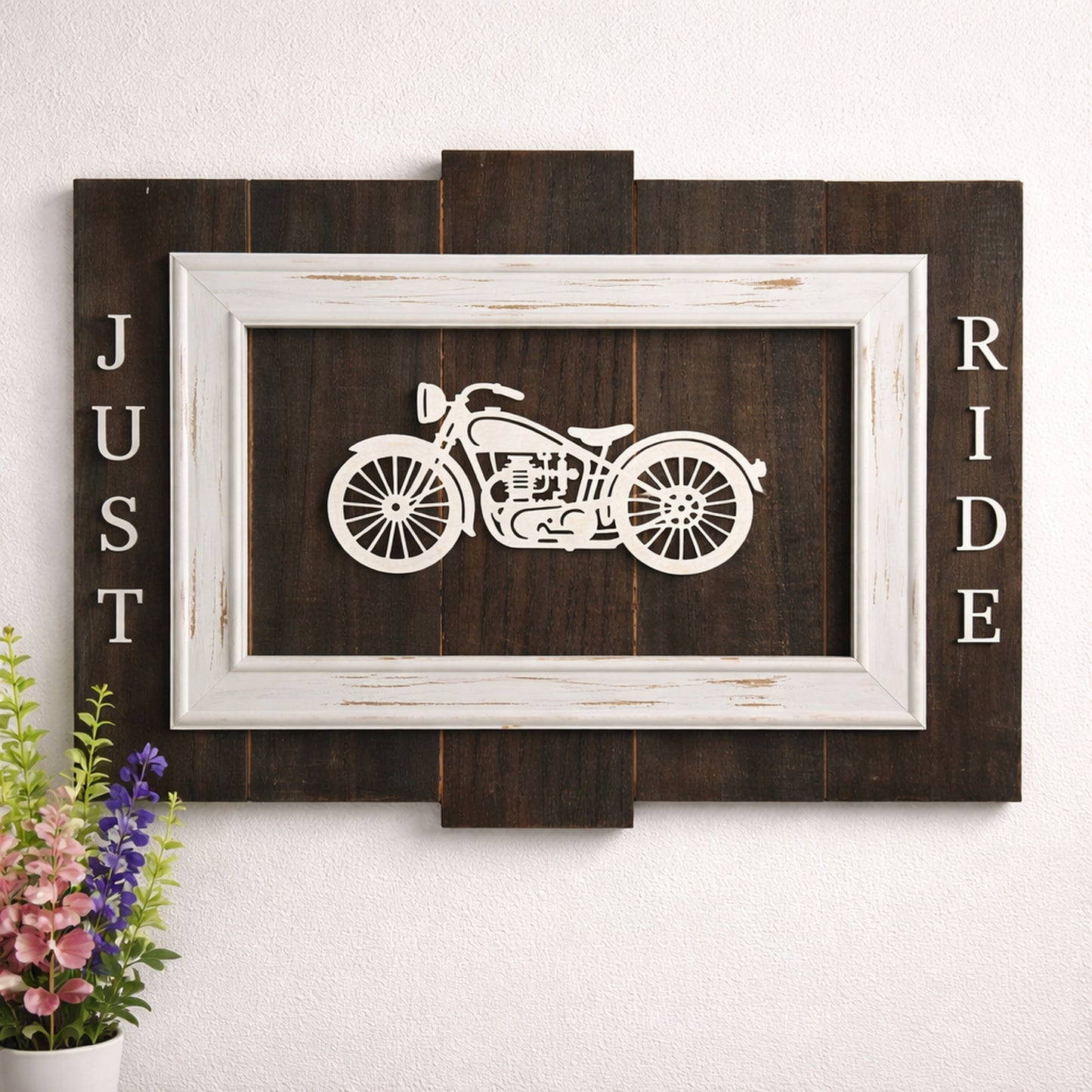 "Just Ride" Motorcycle Wall Décor 13.5"x19"
