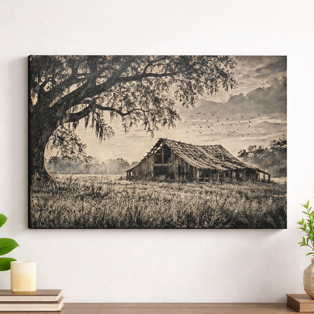Old Barn on Canvas - 16" x 12"