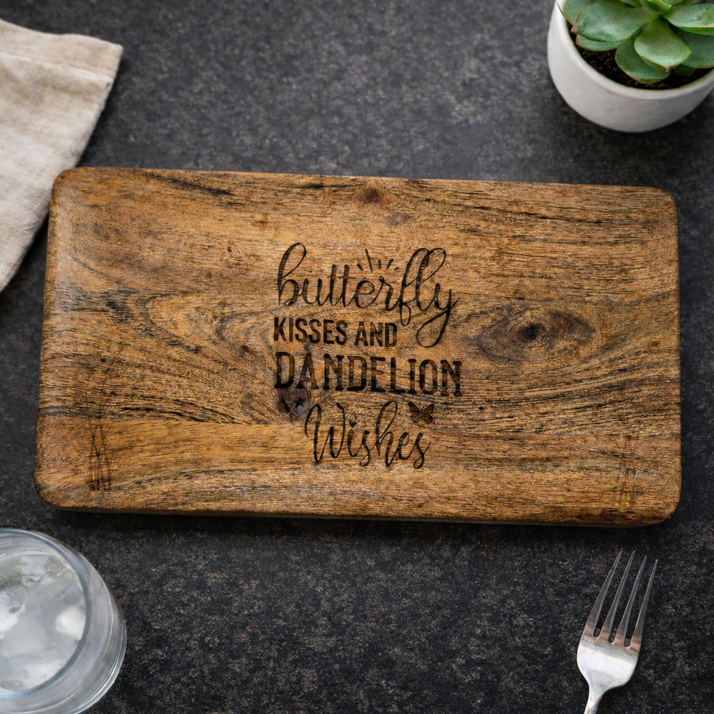 Charchuterie Cheese Board Engraved Acadia 14" x 7.5" Butterfly