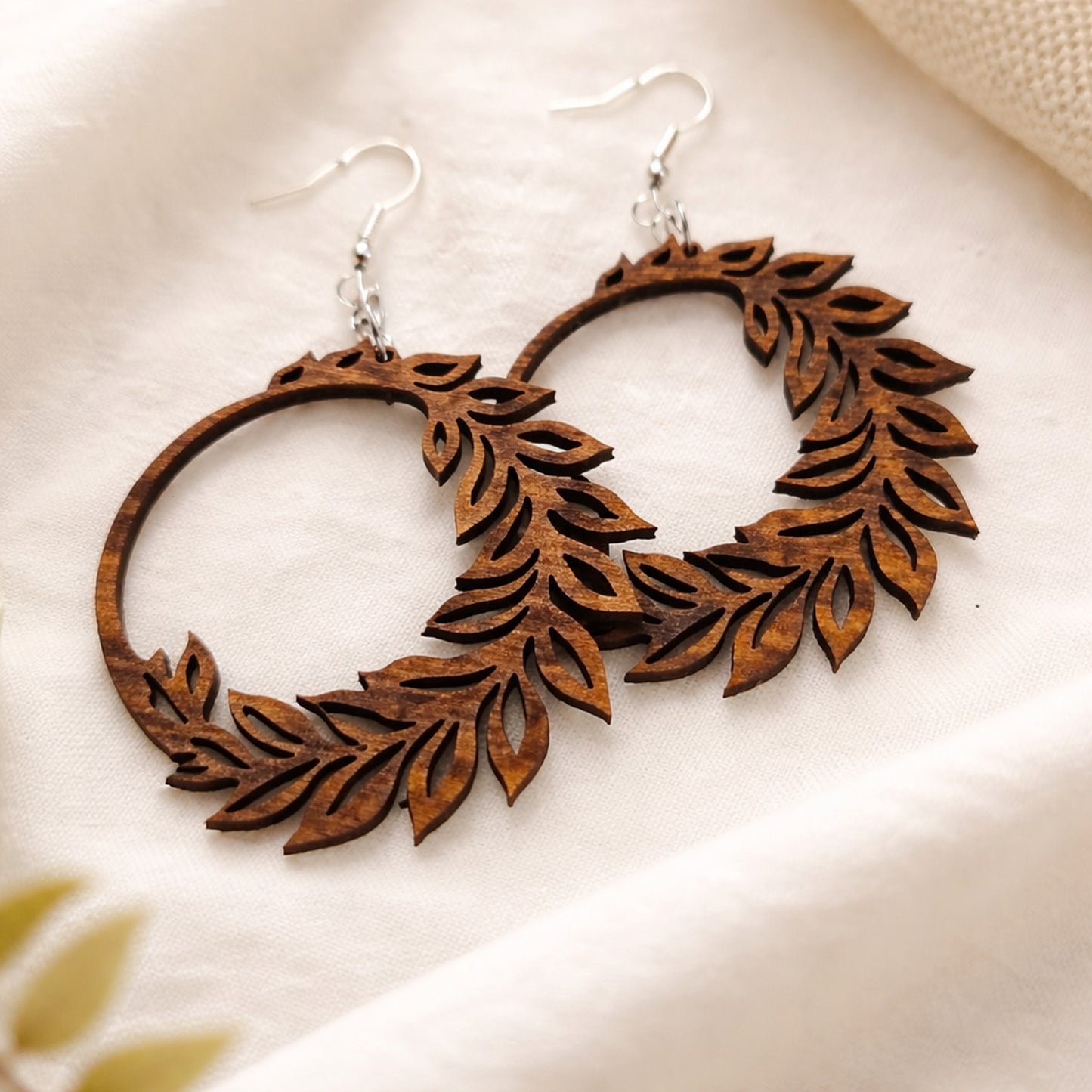 Circle Vine Dangle Earrings - 47 x 49 mm