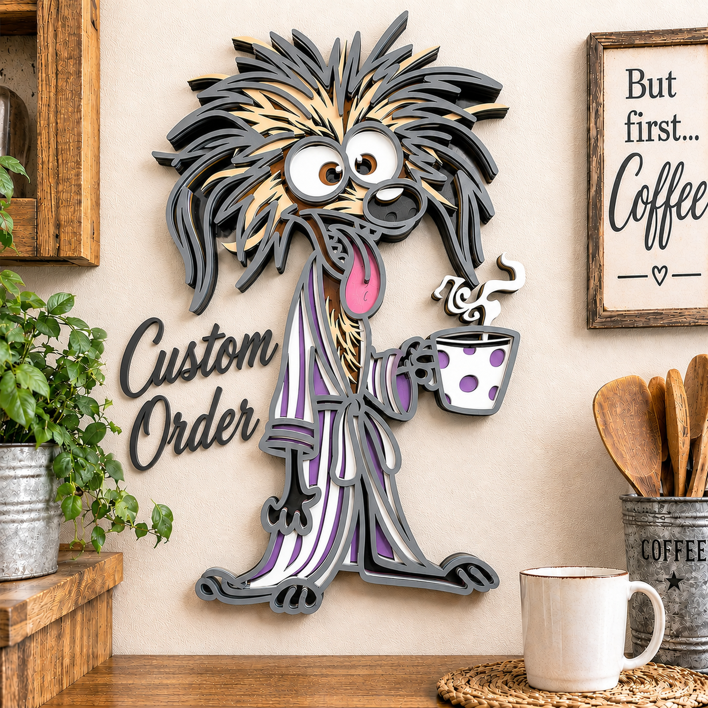 Good Morning, Coffee! Dog - Layered 11" x 16.75"