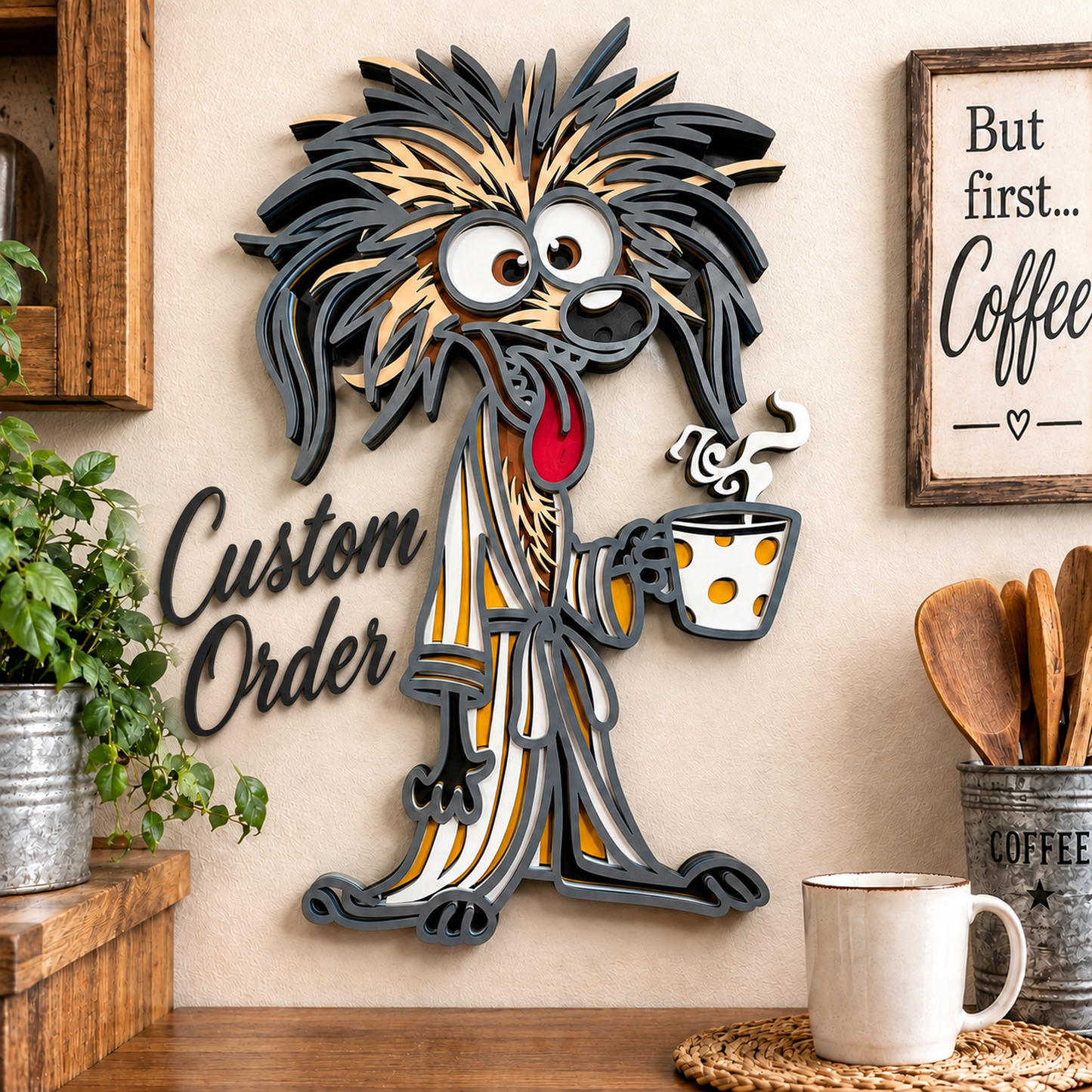Good Morning, Coffee! Dog - Layered 11" x 16.75"