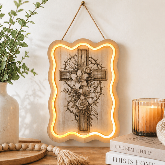 Cross with Lilies - 10.75" x 7.5"