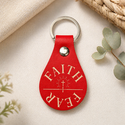 Faith over Fear PU Leather Keychain