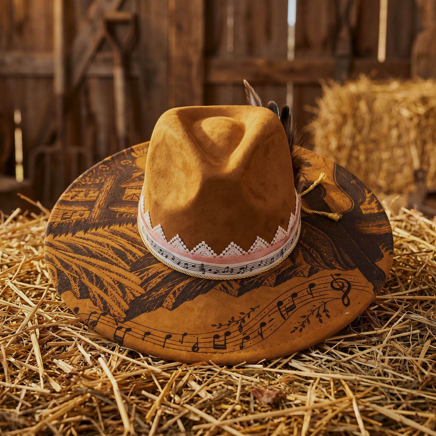 Suede Big Brim Cowboy Hat - Country Music Guitar