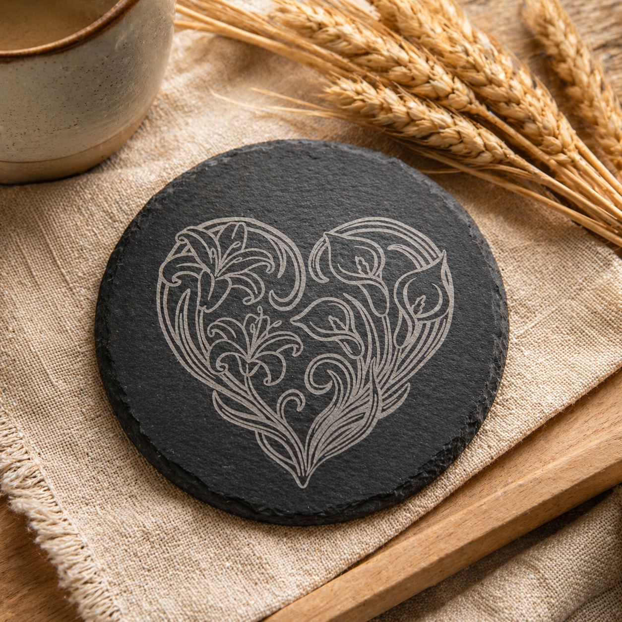 Slate Coaster - Heart of Lilies