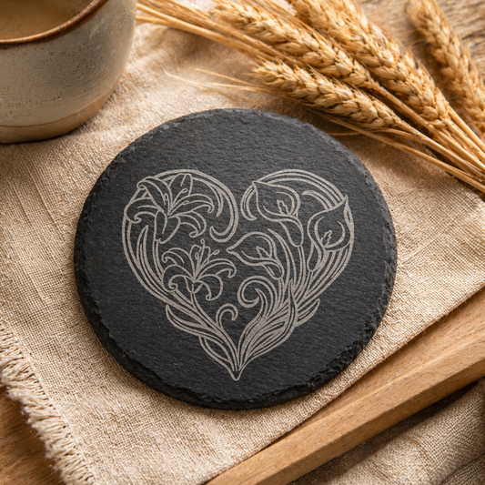 Slate Coaster - Heart of Lilies