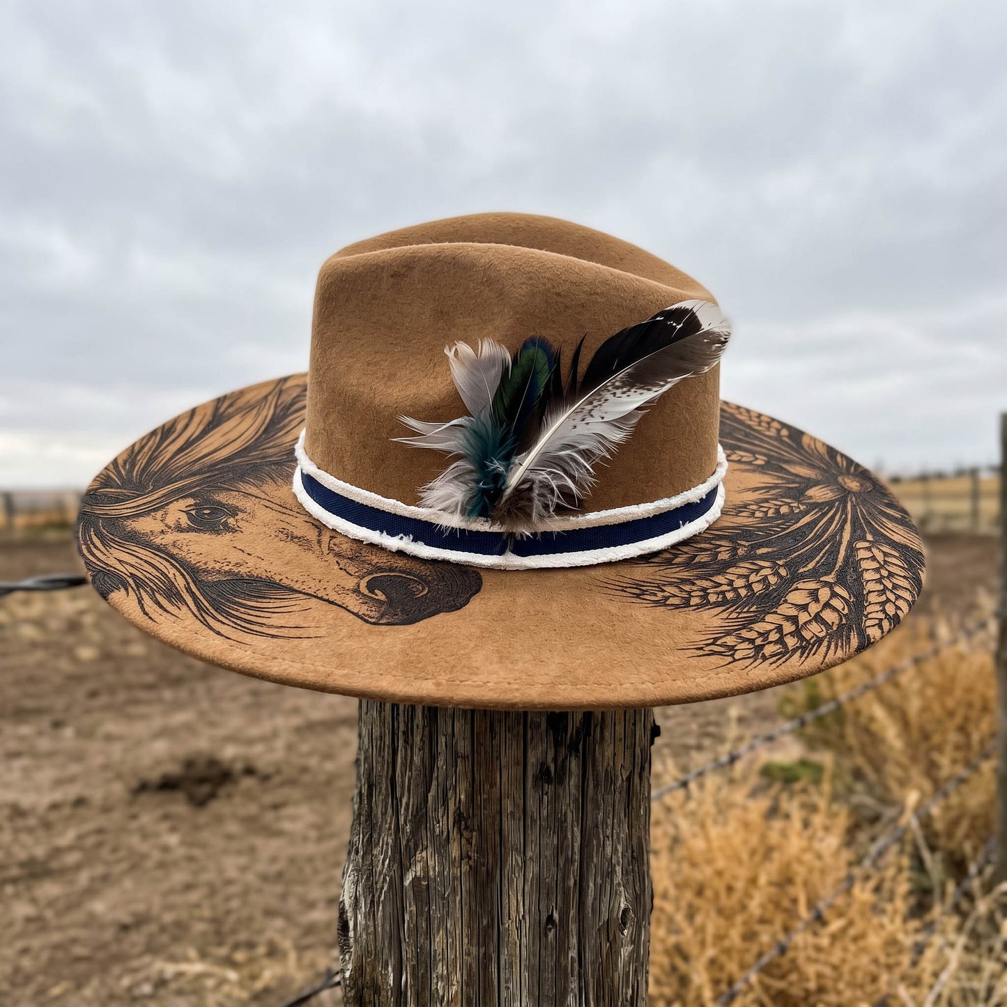 Suede Big Brim Cowboy Hat - Horse and Wheat