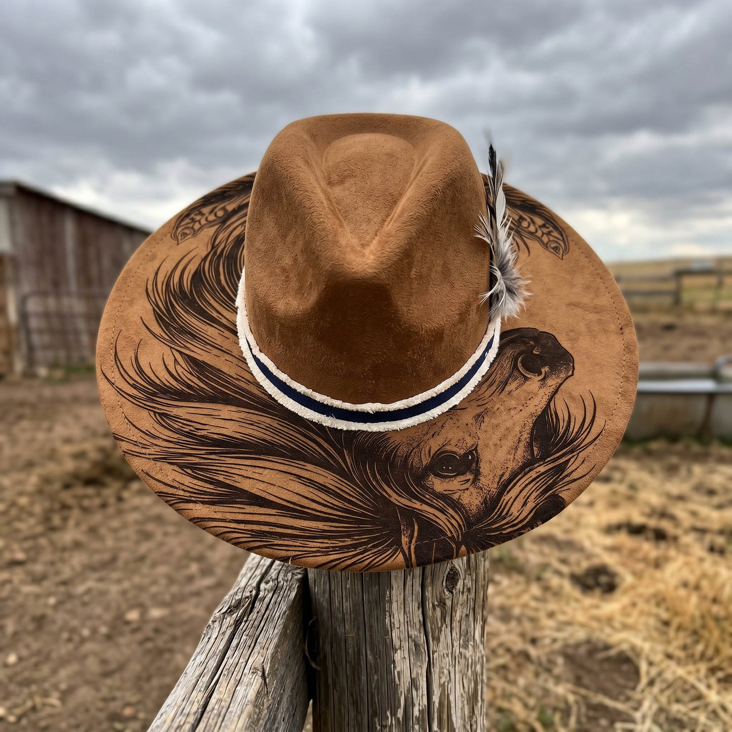 Suede Big Brim Cowboy Hat - Horse and Wheat