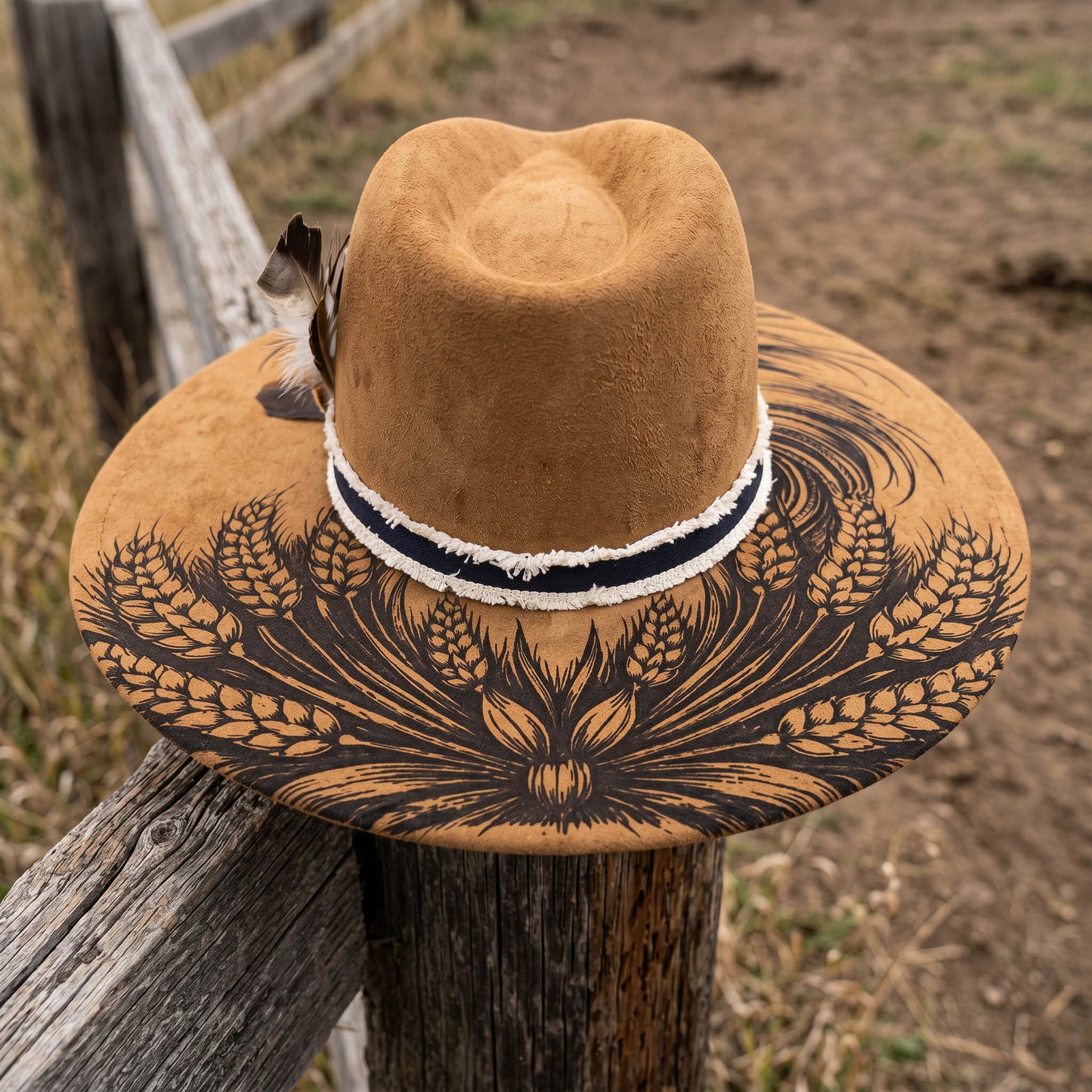 Suede Big Brim Cowboy Hat - Horse and Wheat