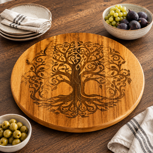 Tree of Life Lazy Susan - Acacia - 15" Round