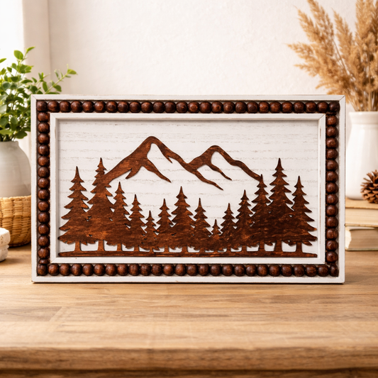 Framed Tranquil Mountian Scene 16" x 10"
