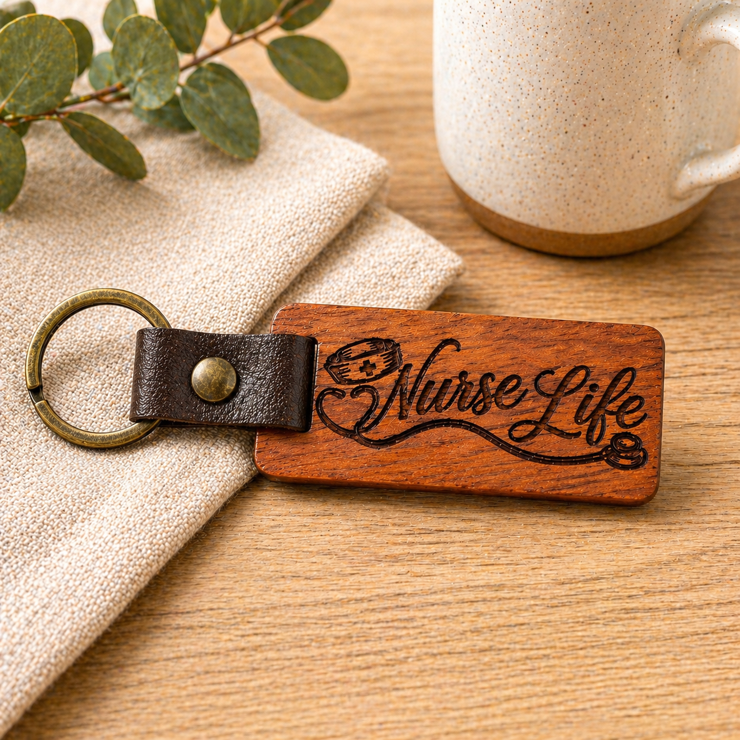 Nurse Life Wood Keychain