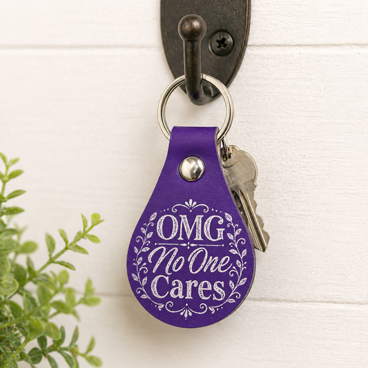 OMG No One Cares PU Leather Keychain