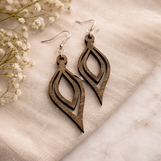 Pointed Tear Drop Earring - 51 x 18 mm