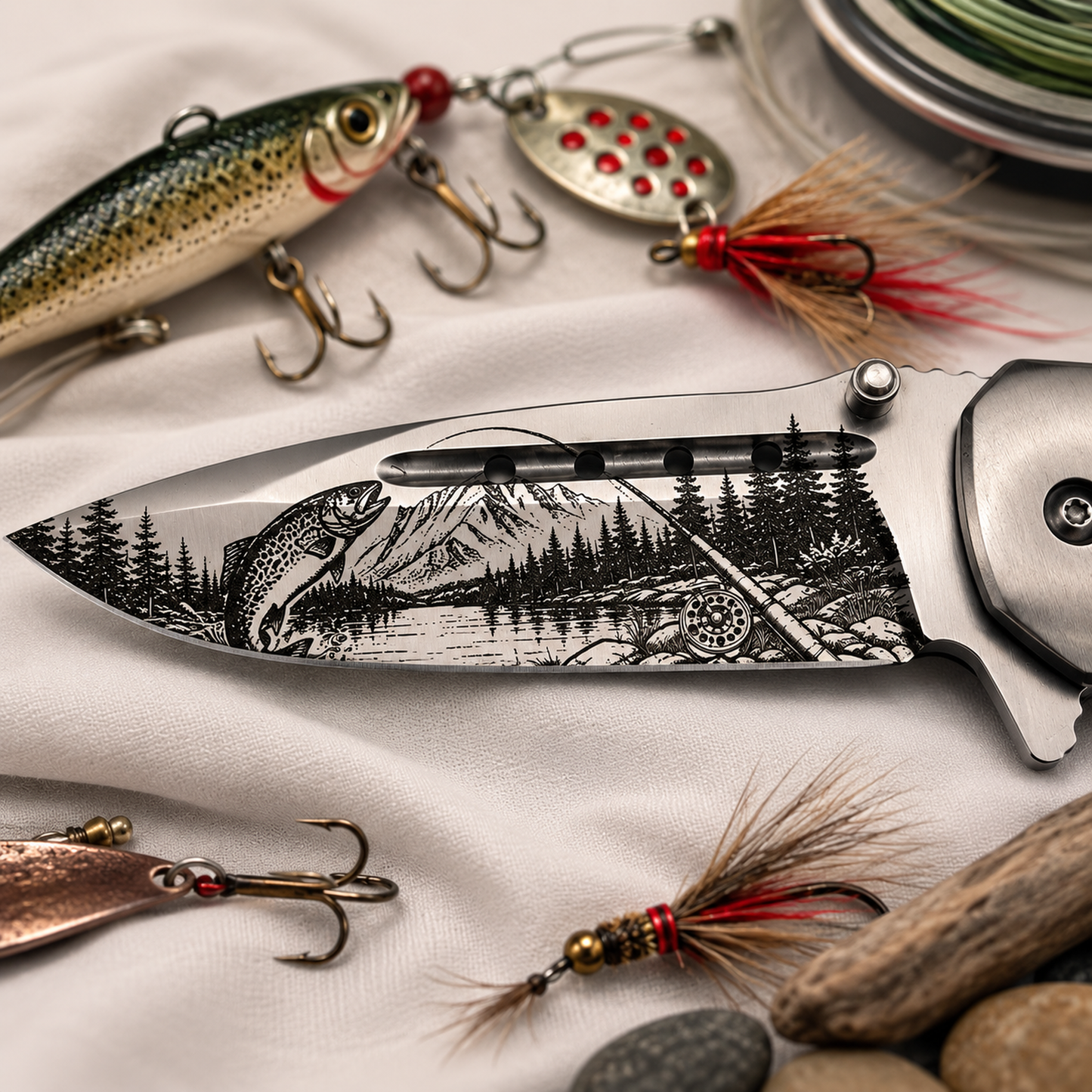 Trout Fishing Engraved Pocket Knife