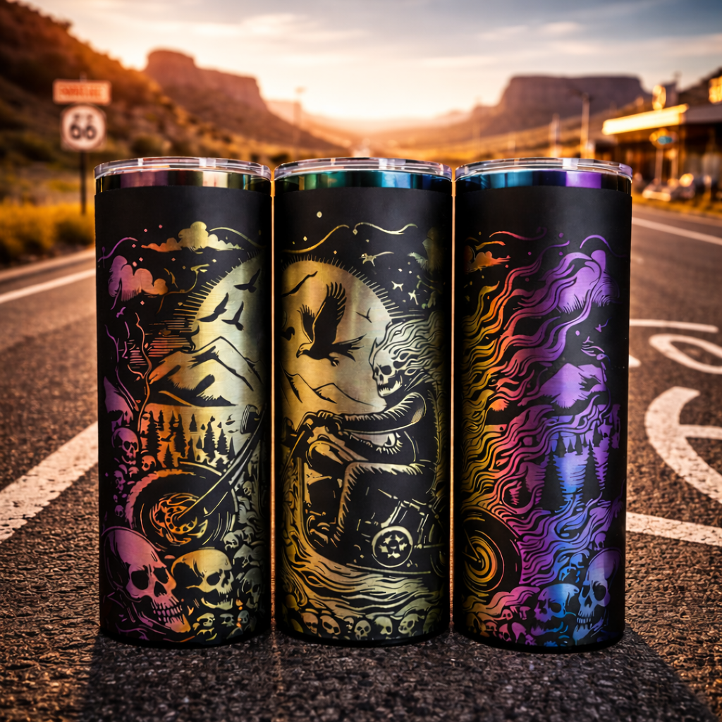 Skeleton Rider - 20 oz Rainbow Tumbler