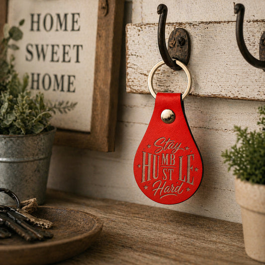 Stay Humble Hustle Hard PU Leather Keychain