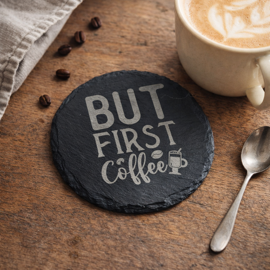 Slate Coaster - But First Coffee