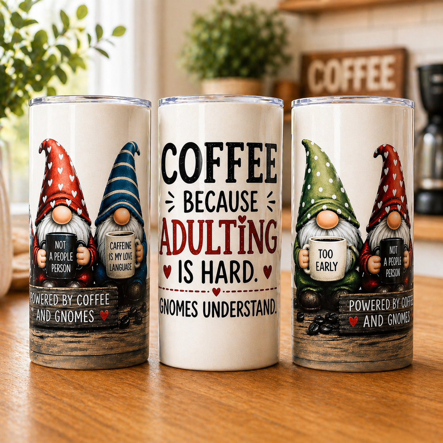Coffee & Gnomes Sublimation Tumbler - 16 oz