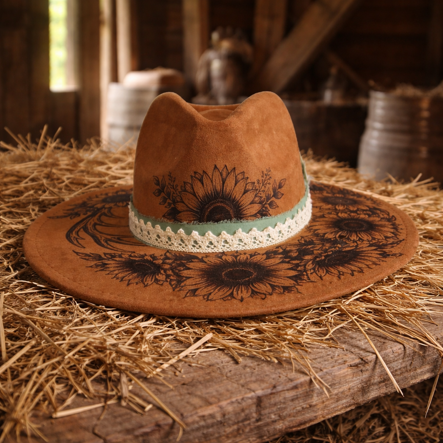 Suede Big Brim Cowboy Hat - Sunflower