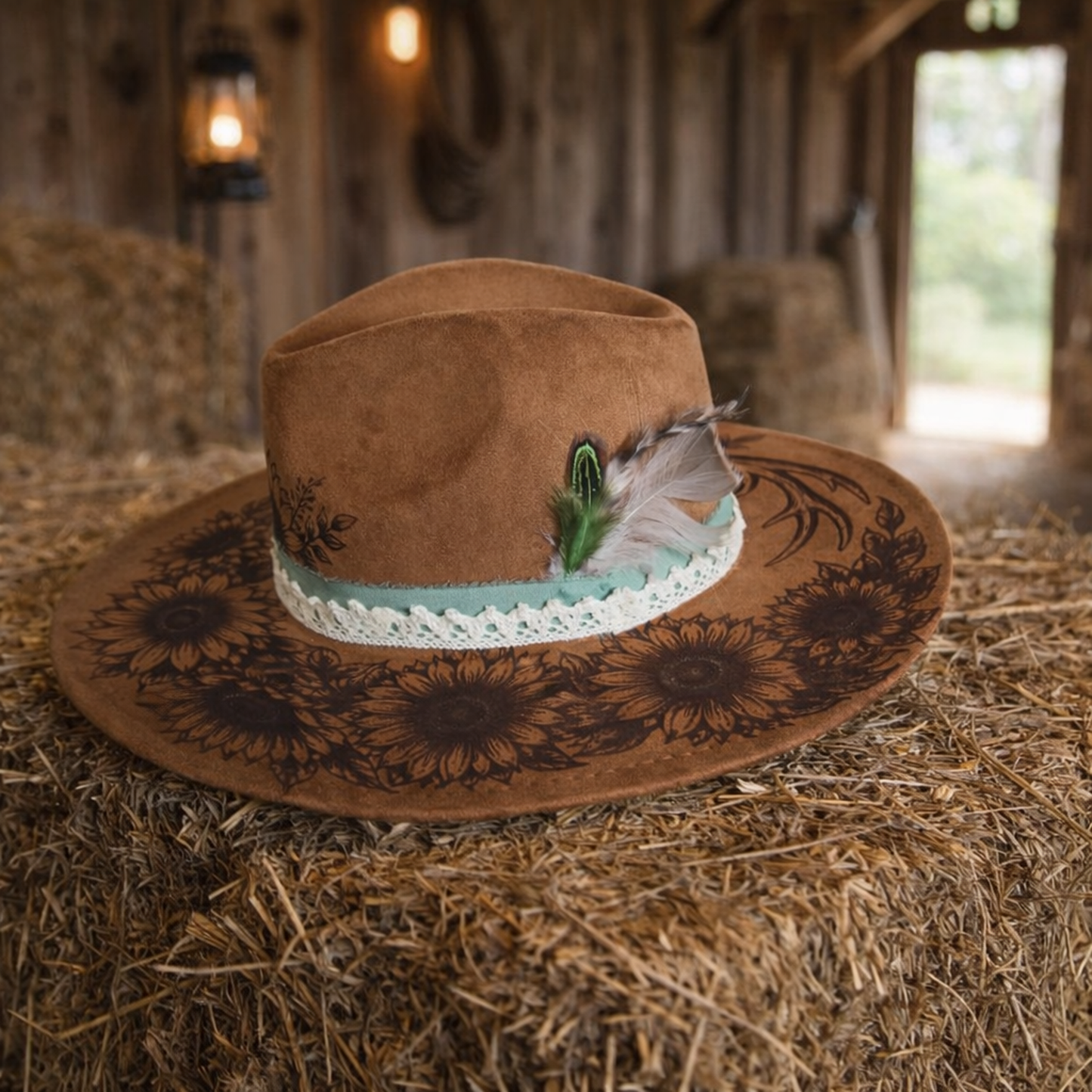 Suede Big Brim Cowboy Hat - Sunflower