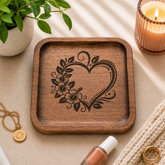 Heart Tray - 5"x 5" Acacia