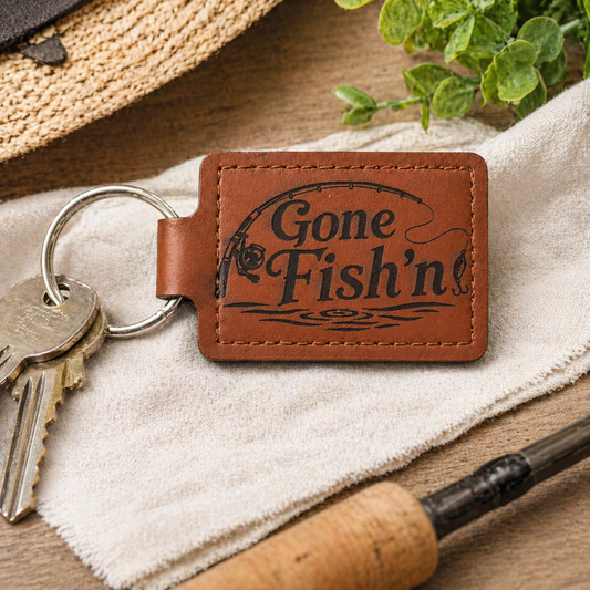 Gone Fish'n PU Leather Keychain
