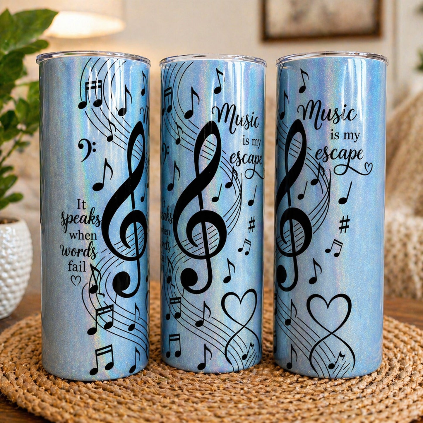 Music Is My Escape Sublimation Halo Tumbler – 20 oz